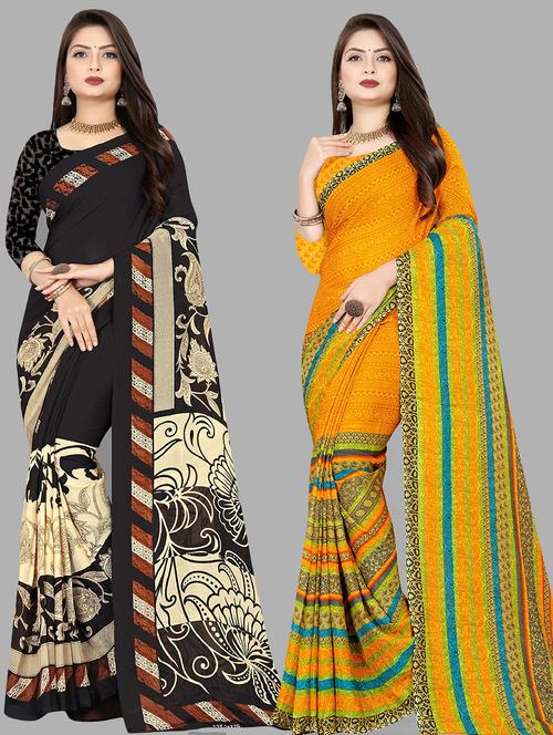 women pack of 2 casual wear combo sarees with blouse - 21475201 - Very Small Image - 1