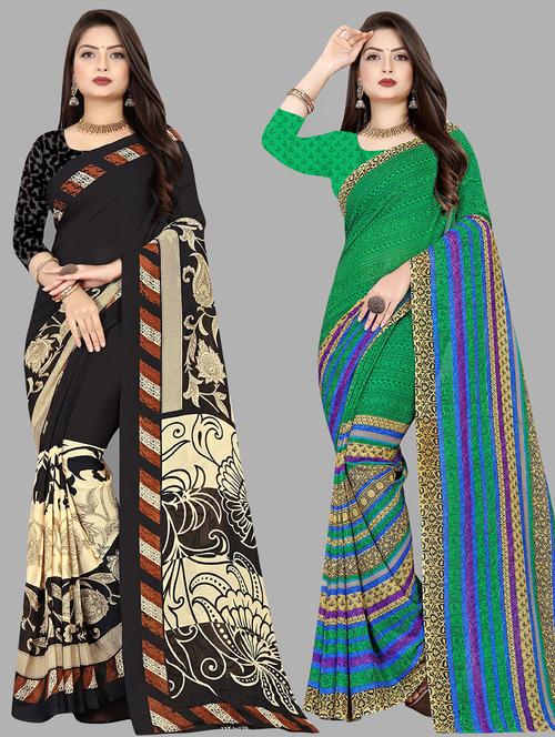 women pack of 2 casual wear combo sarees with blouse - 21475202 - Very Small Image - 1