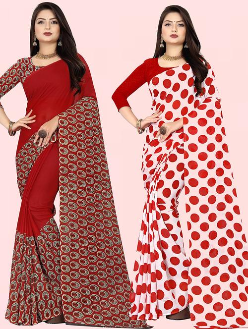 women pack of 2 casual wear combo sarees with blouse - 21475236 - Very Small Image - 1