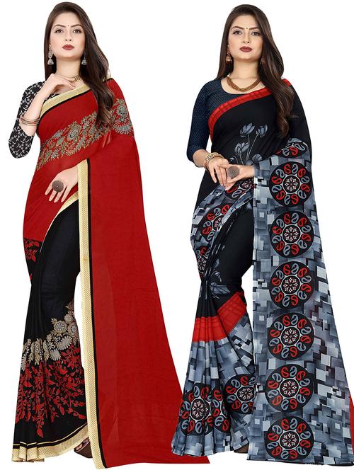 women pack of 2 casual wear combo sarees with blouse - 21475249 - Very Small Image - 1