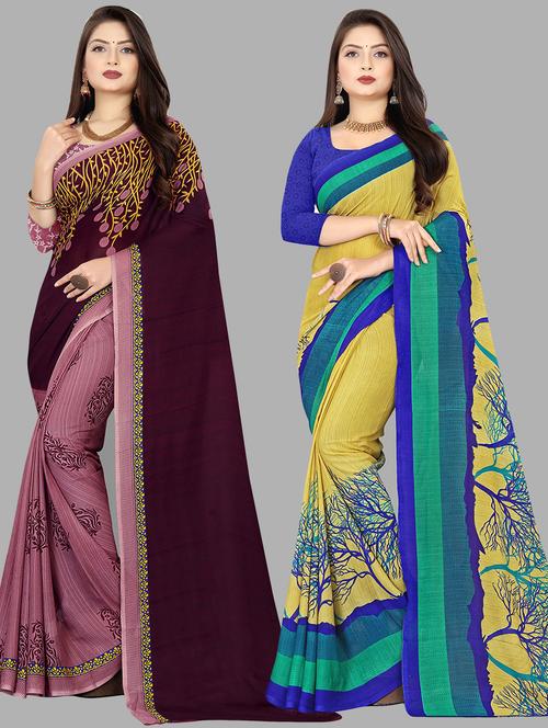 women pack of 2 casual wear combo sarees with blouse - 21475253 - Very Small Image - 1
