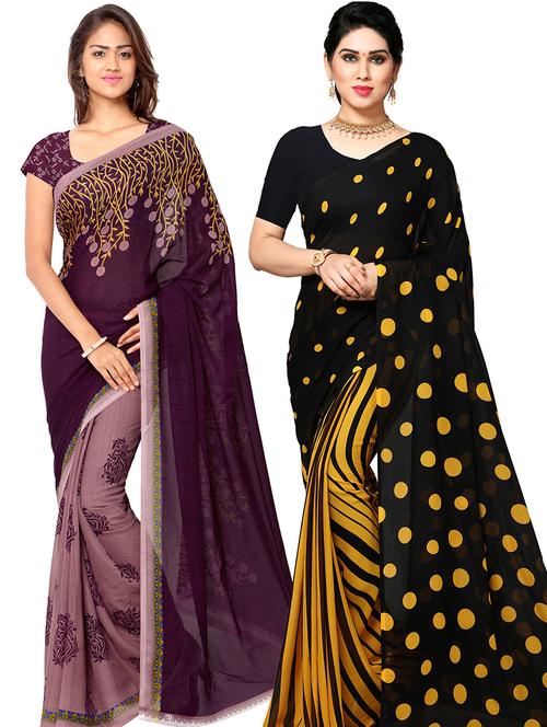 women pack of 2 casual wear combo sarees with blouse - 21475257 - Very Small Image - 1