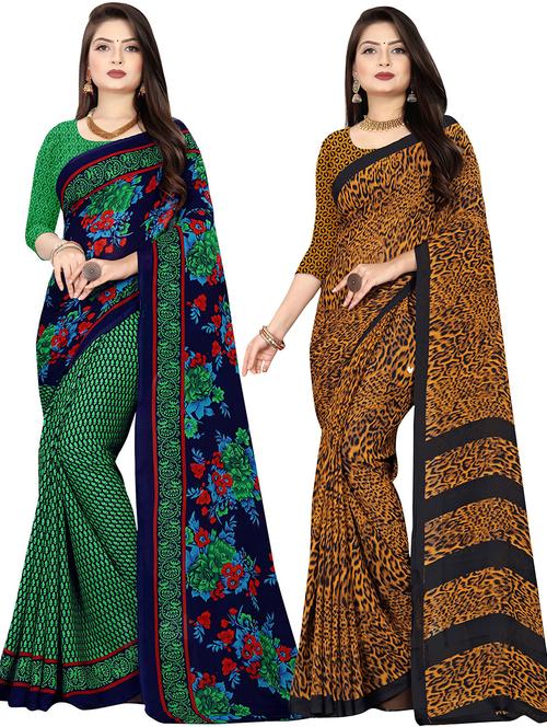 women pack of 2 casual wear combo sarees with blouse - 21475277 - Very Small Image - 1