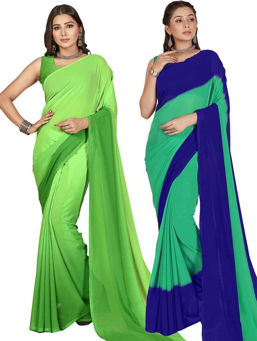 women pack of 2 casual wear combo sarees with blouse - 21475281 - Very Small Image - 1