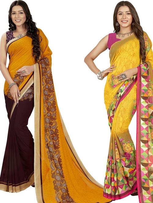 women pack of 2 casual wear sarees with blouse - 21475289 - Very Small Image - 1