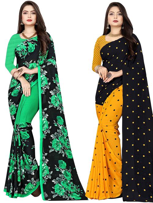 women pack of 2 casual wear combo sarees with blouse - 21475312 - Very Small Image - 1