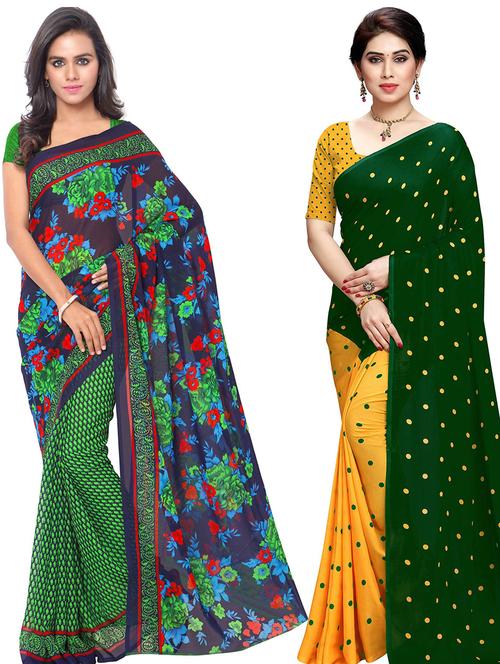 women pack of 2 casual wear combo sarees with blouse - 21475314 - Very Small Image - 1