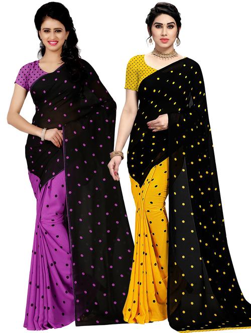 women pack of 2 casual wear combo sarees with blouse - 21475315 - Very Small Image - 1