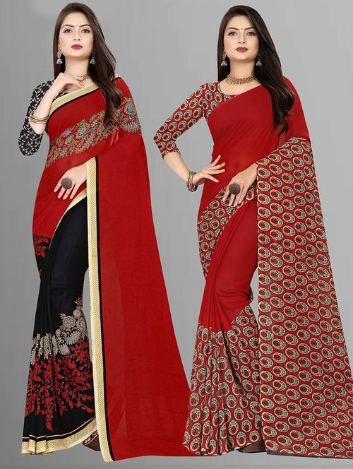 women pack of 2 casual wear combo sarees with blouse - 21475339 - Very Small Image - 1