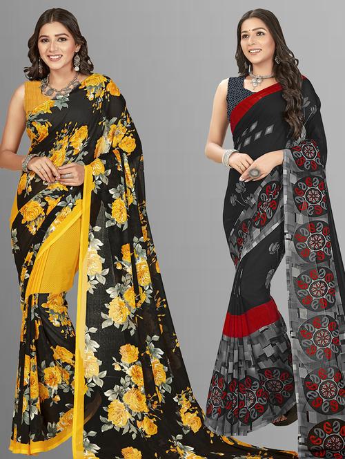 women pack of 2 casual wear combo sarees with blouse - 21475346 - Very Small Image - 1