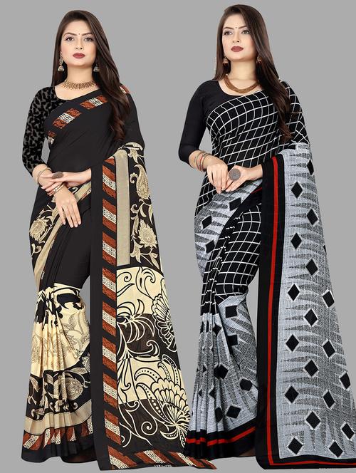 women pack of 2 casual wear combo sarees with blouse - 21475363 - Very Small Image - 1