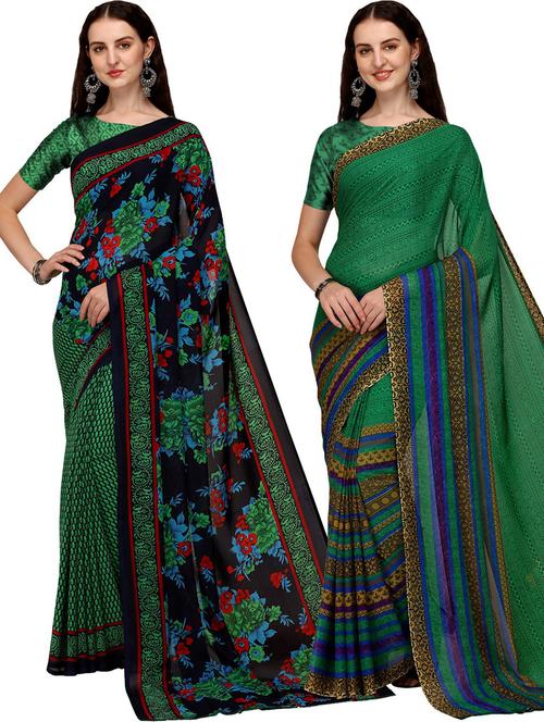 women pack of 2 casual wear combo sarees with blouse - 21475365 - Very Small Image - 1