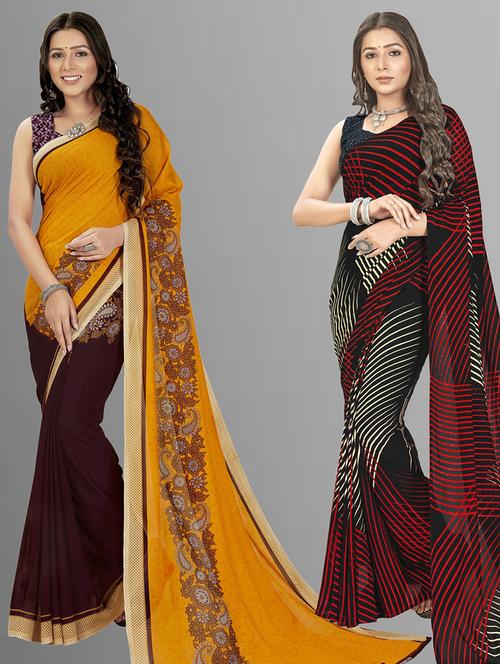 women pack of 2 casual wear combo sarees with blouse - 21475371 - Very Small Image - 1