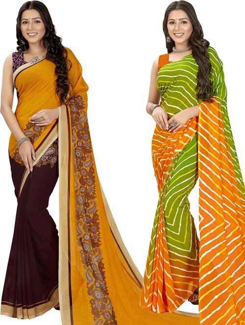 women pack of 2 casual wear combo sarees with blouse - 21475393 - Very Small Image - 1