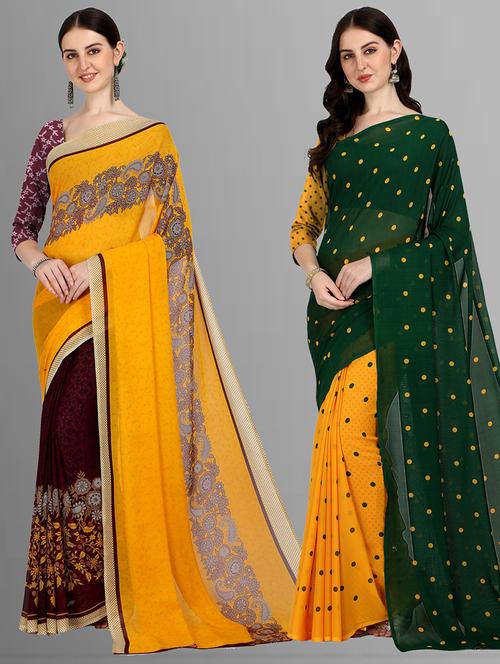 women pack of 2 casual wear combo sarees with blouse - 21475412 - Very Small Image - 1