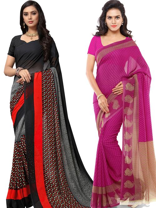 women pack of 2 casual wear combo sarees with blouse - 21475430 - Very Small Image - 1
