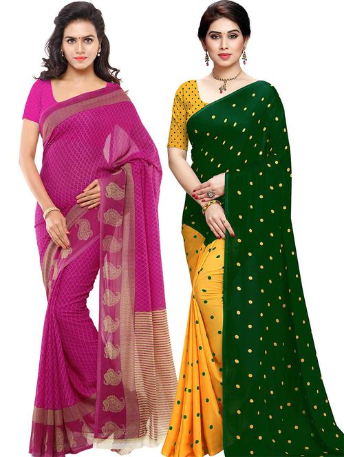 women pack of 2 casual wear combo sarees with blouse - 21475431 - Very Small Image - 1
