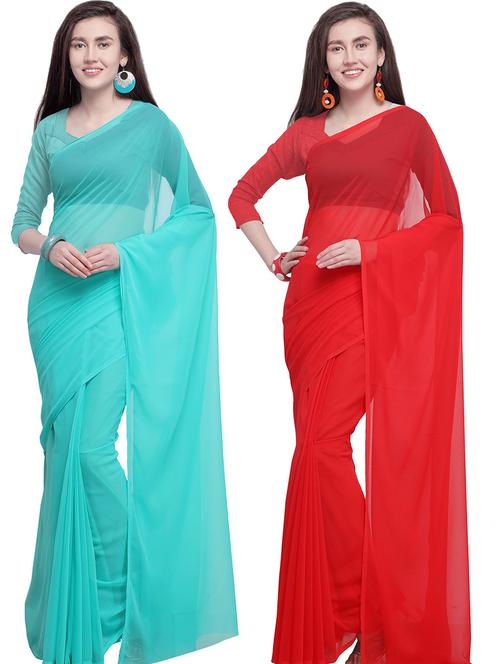 women pack of 2 casual wear sarees with blouse - 21475436 - Very Small Image - 1