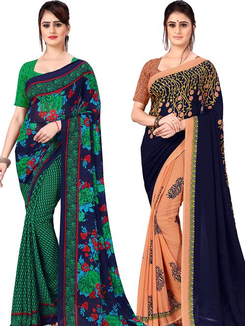 women pack of 2 casual wear combo sarees with blouse - 21475437 - Very Small Image - 1