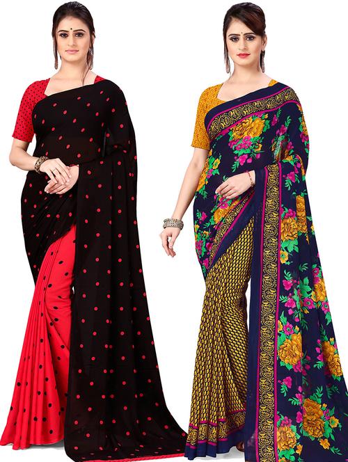 women pack of 2 casual wear sarees with blouse - 21475438 - Very Small Image - 1