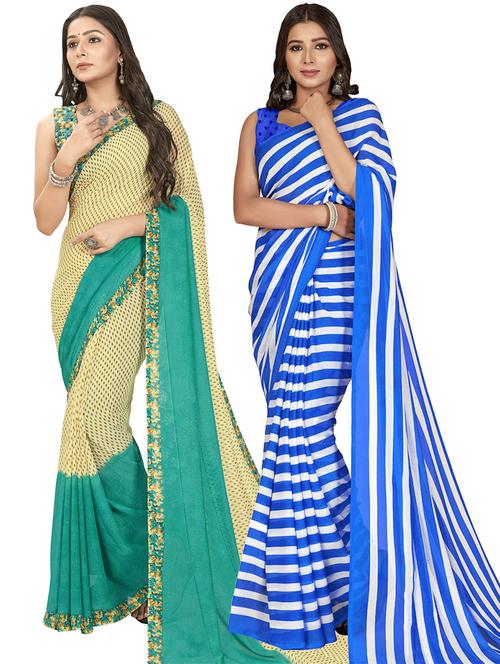 women pack of 2 casual wear combo sarees with blouse - 21475458 - Very Small Image - 1
