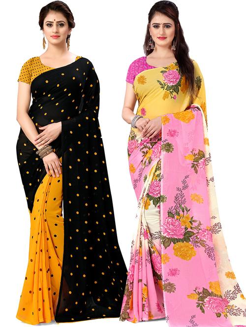 women pack of 2 printed casual wear saree with blouse - 21475463 - Very Small Image - 1