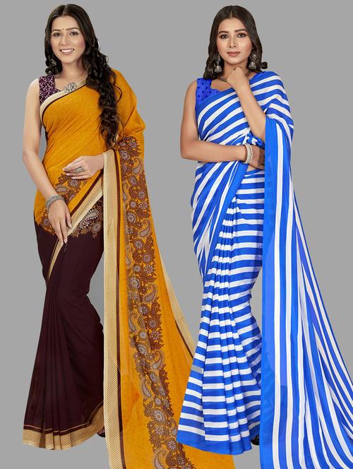 women pack of 2 casual wear combo sarees with blouse - 21475467 - Very Small Image - 1
