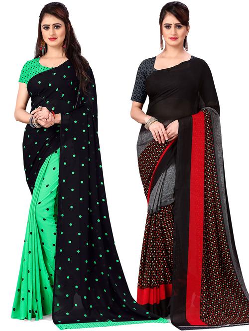women pack of 2 casual wear sarees with blouse - 21475477 - Very Small Image - 1
