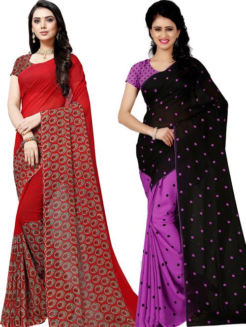 women pack of 2 casual wear sarees with blouse - 21475482 - Very Small Image - 1