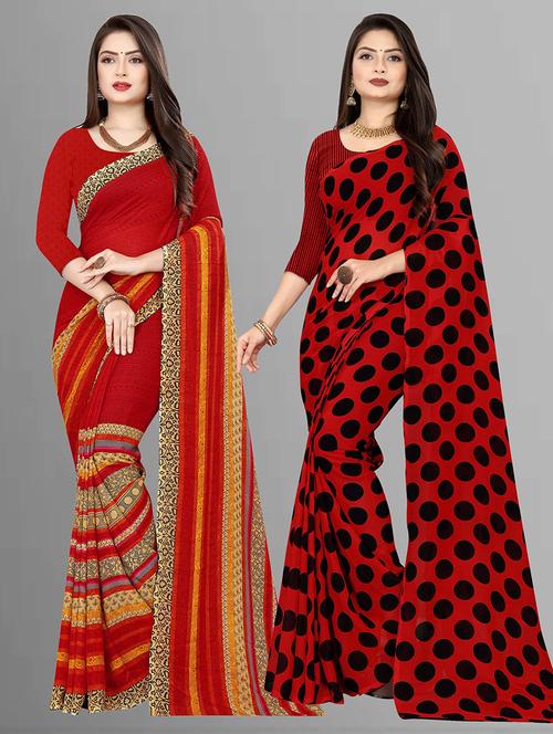 women pack of 2 casual wear sarees with blouse - 21475500 - Very Small Image - 1