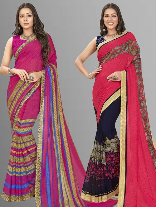 women pack of 2 casual wear combo sarees with blouse - 21475517 - Very Small Image - 1