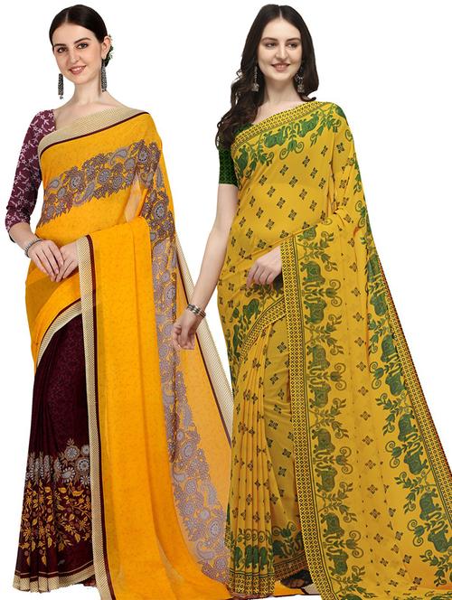 women pack of 2 casual wear combo sarees with blouse - 21475521 - Very Small Image - 1