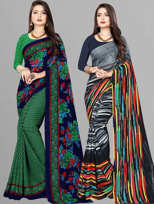women pack of 2 casual wear combo sarees with blouse - 21475522 - Very Small Image - 1