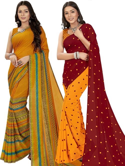 women pack of 2 casual wear combo sarees with blouse - 21475526 - Very Small Image - 1