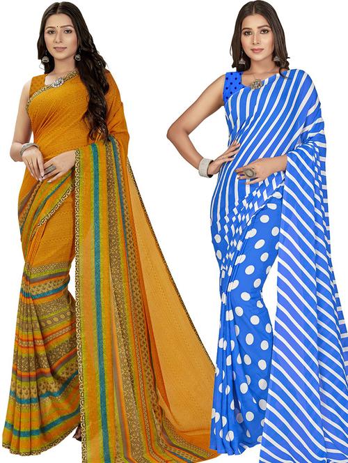 women pack of 2 casual wear combo sarees with blouse - 21475527 - Very Small Image - 1
