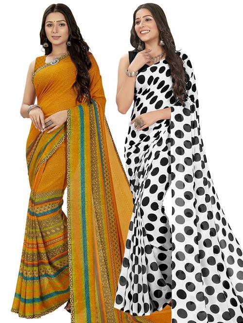 women pack of 2 casual wear combo sarees with blouse - 21475528 - Very Small Image - 1