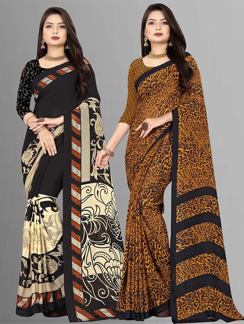 women pack of 2 casual wear combo sarees with blouse - 21475555 - Very Small Image - 1