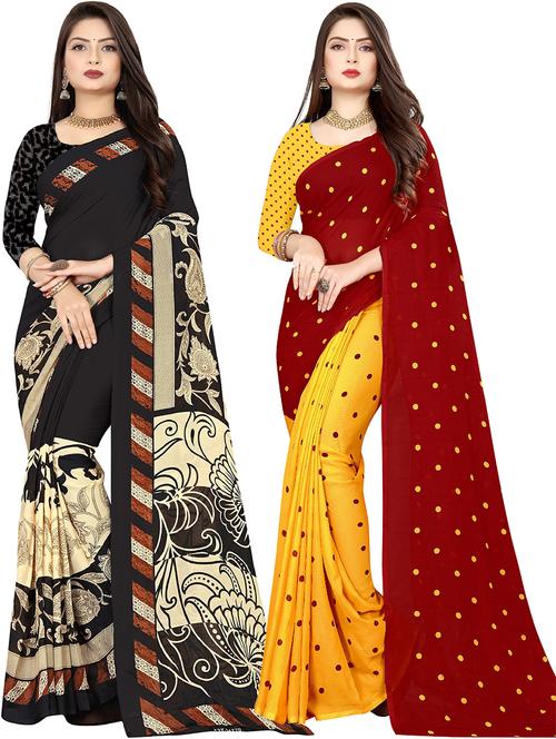 women pack of 2 casual wear combo sarees with blouse - 21475559 - Very Small Image - 1