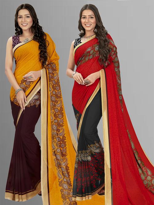 women pack of 2 casual wear combo sarees with blouse - 21475565 - Very Small Image - 1