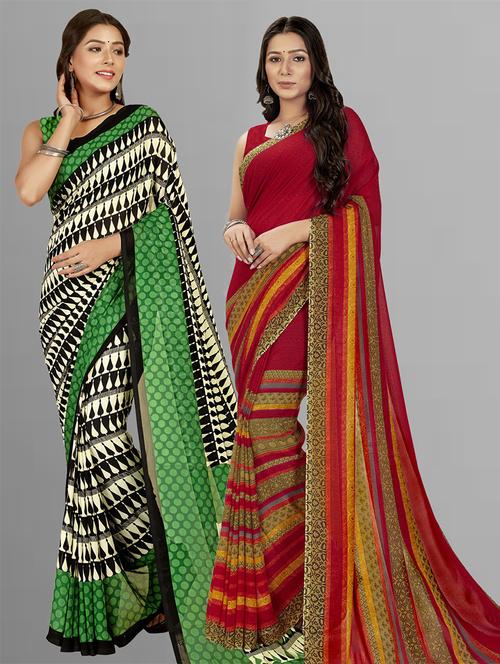 women pack of 2 casual wear combo sarees with blouse - 21475569 - Very Small Image - 1