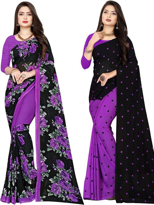 women pack of 2 casual wear combo sarees with blouse - 21475572 - Very Small Image - 1