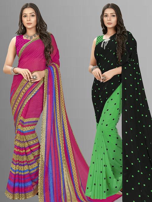 women pack of 2 casual wear combo sarees with blouse - 21475577 - Very Small Image - 1