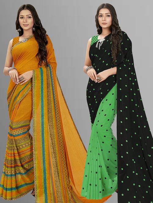 women pack of 2 casual wear combo sarees with blouse - 21475578 - Very Small Image - 1