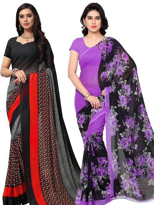 women pack of 2 casual wear combo sarees with blouse - 21475612 - Very Small Image - 1