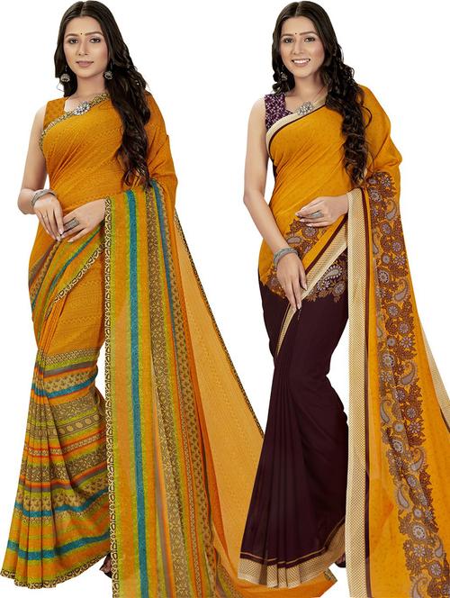 women pack of 2 casual wear combo sarees with blouse - 21475619 - Very Small Image - 1