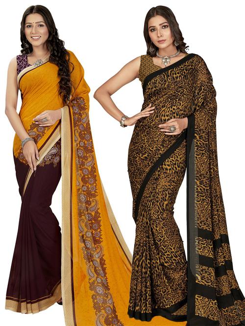 women pack of 2 casual wear combo sarees with blouse - 21475621 - Very Small Image - 1