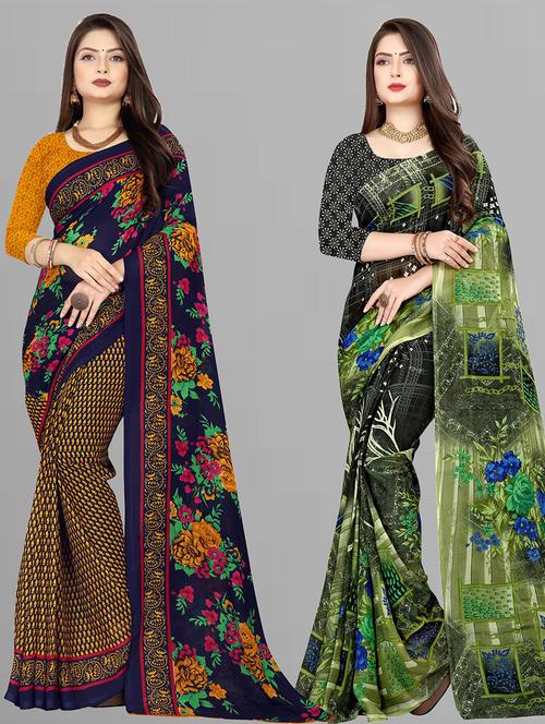 women pack of 2 casual wear combo sarees with blouse - 21475625 - Very Small Image - 1
