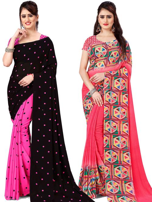 women pack of 2 casual wear combo sarees with blouse - 21475633 - Very Small Image - 1