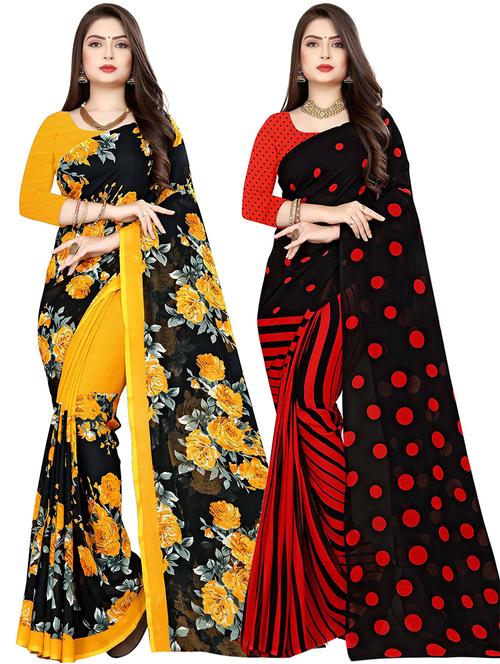 women pack of 2 casual wear combo sarees with blouse - 21475634 - Very Small Image - 1