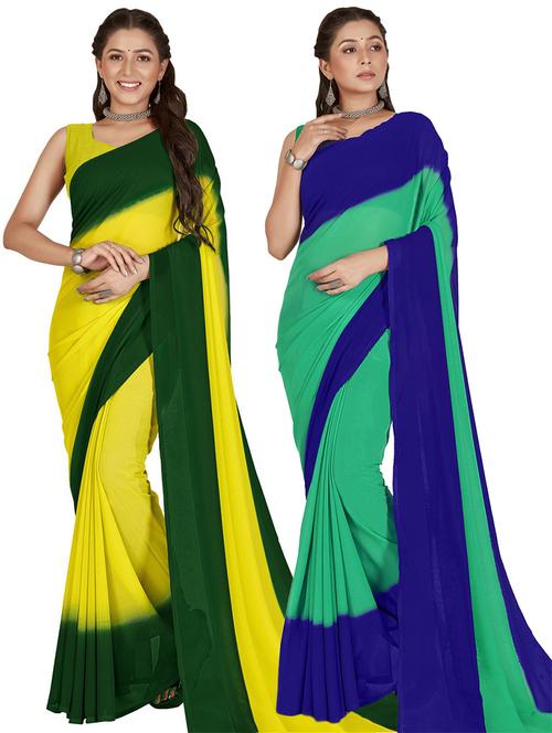 women pack of 2 casual wear combo sarees with blouse - 21475638 - Very Small Image - 1